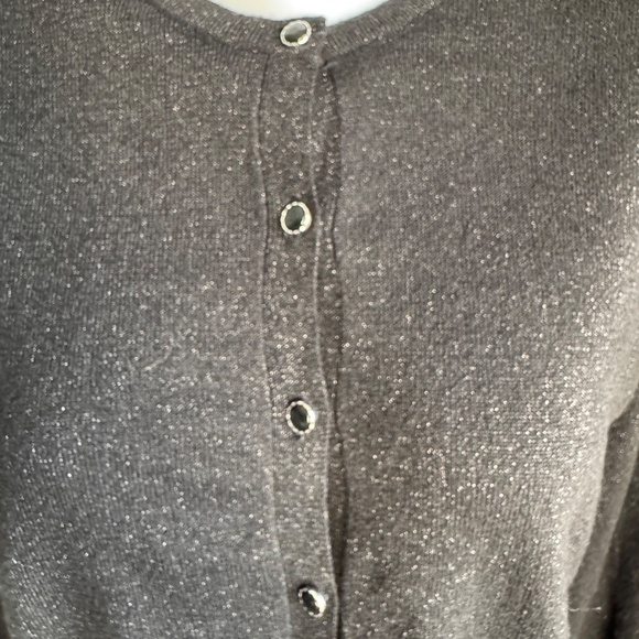 Dear Rose New York Lightweight Button Front Cardigan Sweater Black Glitter XL - Picture 4 of 14